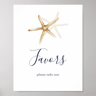 Poster Modern Nautical Starfish Wedding Favors Sign