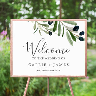 Poster Modern Olive Branch Wedding Welcome