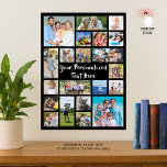 Poster Modern Personalized 21 Photo Collage Custom Color<br><div class="desc">Create a modern, unique, photo collage poster print utilizing this easy-to-upload template featuring 21 square and rectangle picture formats to accommodate a variety of types of photos and personalized with your custom text. The editable text is shown in a suggested and changeable hand lettered brush calligraphy typography in white against...</div>