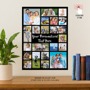 Poster Modern Personalized 21 Photo Collage Custom Color