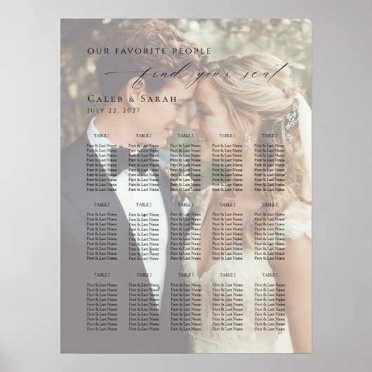 Poster Modern photo seating plan up to 15 tables  (Devant)