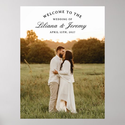 Poster Modern Photo Welcome Sign With Arched Text (Devant)