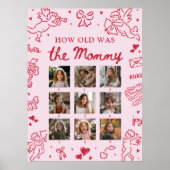 Poster Modern Pink Hand Drawn How Old Was The Mommy Sign (Devant)