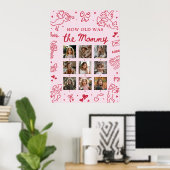 Poster Modern Pink Hand Drawn How Old Was The Mommy Sign (Bureau à domicile)
