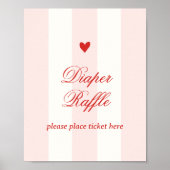 Poster Modern Pink Stripe Heart Valentine Raffle (Devant)