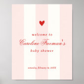Poster Modern Pink Stripe Heart Valentine Table Welcome (Devant)