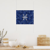 Poster Modern Pisces Zodiac Sign Navy Blue Digital Camo (Cuisine)