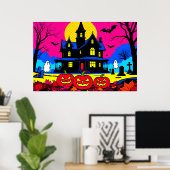 Poster Modern Pop Art Halloween Graveyard (Bureau à domicile)
