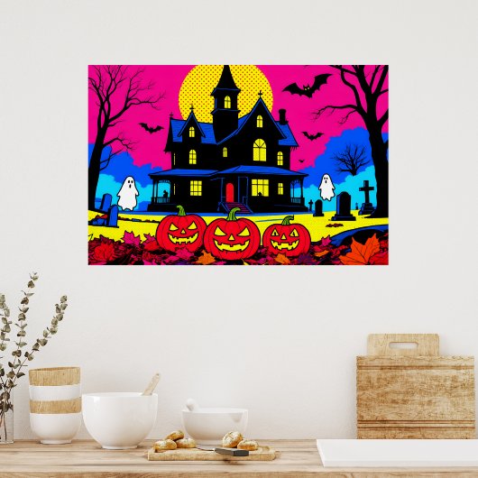 Poster Modern Pop Art Halloween Graveyard (Cuisine)