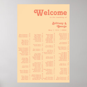 Poster Modern Retro Orange Cream Alphabetical Seating