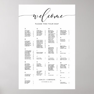 Poster Modern Rustic Alphabetical Seating Chart Sign