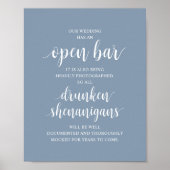 Poster Modern Rustic Wedding Open Bar Drunken Shenanigans (Devant)