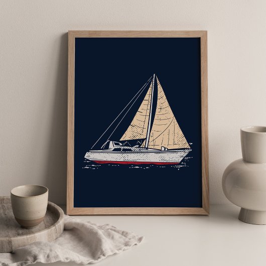 Poster Modern Sailboat Nursery Decor