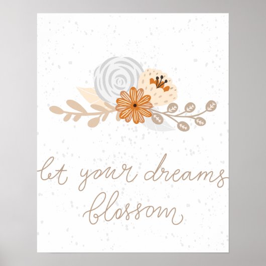 Poster Modern scandi cute let your dreams blossom Nursery (Devant)
