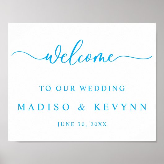 Poster Modern Script Couples Names Wedding Welcome Sign (Devant)