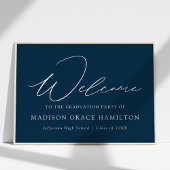 Poster Modern Script Navy Welcome Graduation Party