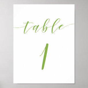Poster Modern script wedding table number 1 sign