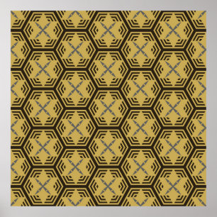 Poster Modern seamless pattern,  gold color. Geometric Ba
