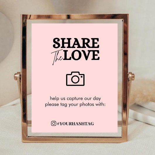 Poster Modern Share The Love Hashtag Blush Pink