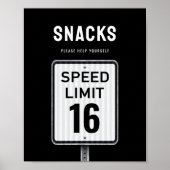Poster Modern snacks sign 16th Birthday Speed Limit  (Devant)