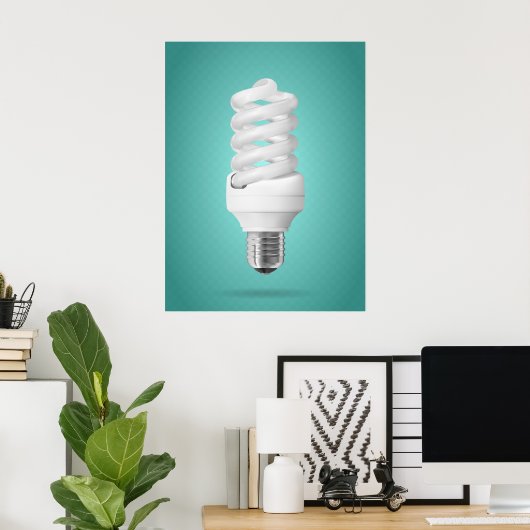 Poster Modern Spiral Compact Fluorescent Lightbulb (Bureau à domicile)