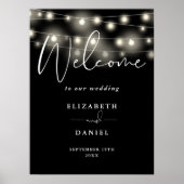 Poster Modern String Lights Wedding Welcome Sign (Devant)