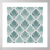 Poster Modern Teal Nordic Damask (Devant)