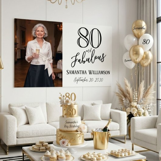 Poster Moderne 80 ans et Fabuleux Nom Date Anniversaire