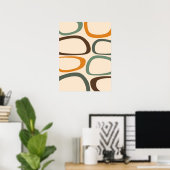 Poster Moderne Abstrait du Milieu du Siècle Vert, Orange, (Bureau à domicile)