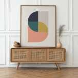 Poster Moderne Abstrait élégant minimaliste géométrique<br><div class="desc">Une affiche abstraite moderne minimaliste avec un design géométrique élégant dans des couleurs muettes de corail rose,  moutarde jaune,  vert turquoise,  bleu marine et gris taupe doux naturel. L'accessoire parfait pour une maison contemporaine minimale.</div>