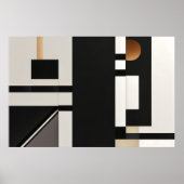 Poster Moderne Abstrait Géométrique Noir et Or (Devant)