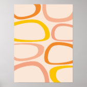 Poster Moderne Abstrait Milieu du Siècle Pêche, Orange, J (Devant)