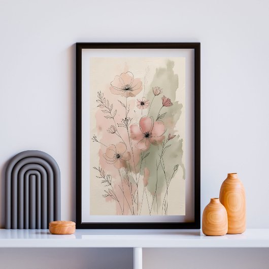 Poster Moderne Abstrait mur floral Art II