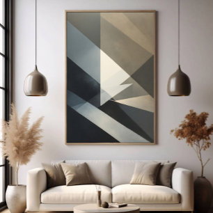 Poster Moderne Abstrait Neutre Gris Beige