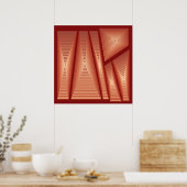 Poster Moderne Abstrait - Pyramides 3D, Cuivre (Cuisine)
