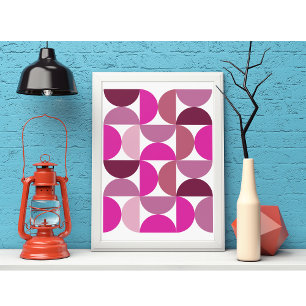 Poster Moderne Abstrait Rose Prépa Milieu du Siècle Esthé