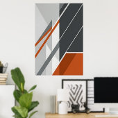 Poster Moderne Abstrait Rouille Gris (Bureau à domicile)