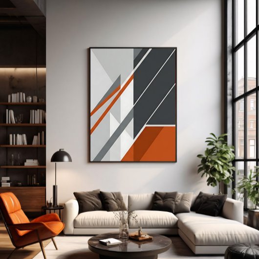 Poster Moderne Abstrait Rouille Gris