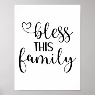 Poster Moderne bénis cette famille citation typographie