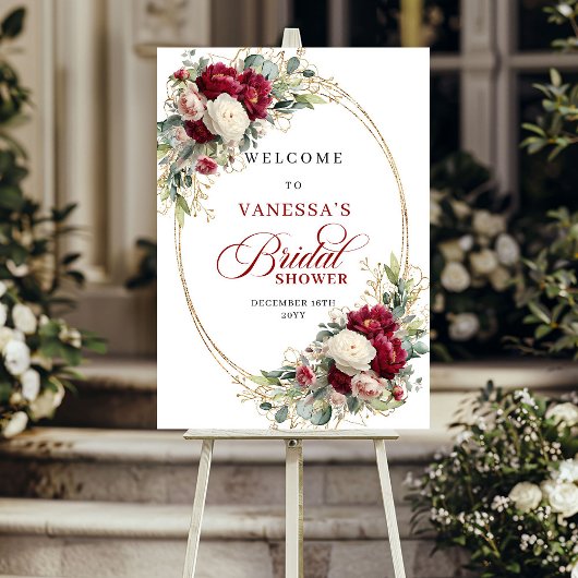 Poster Moderne Bienvenue de Réception de Mariée Florale B