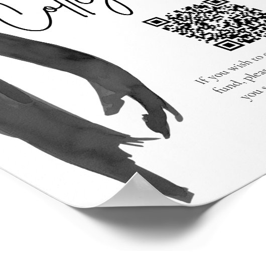 Poster Moderne Black Bow QR Code College Fonds Graduation (Coin)