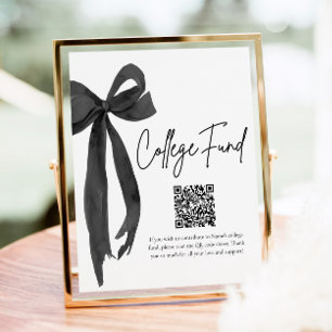 Poster Moderne Black Bow QR Code College Fonds Graduation