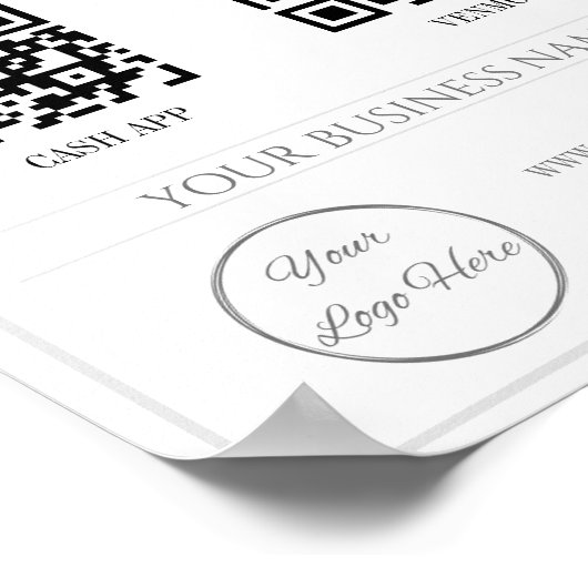 Poster moderne blanc 2 QR code entreprise scanner à payer (Coin)