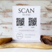 Poster moderne blanc 2 QR code entreprise scanner à payer