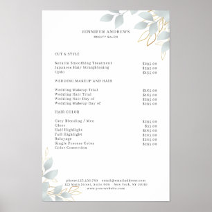 Poster moderne blanc gris feuilles