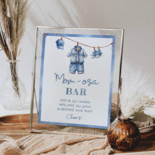 Poster Moderne Blue Jean Baby shower Momosa Bar