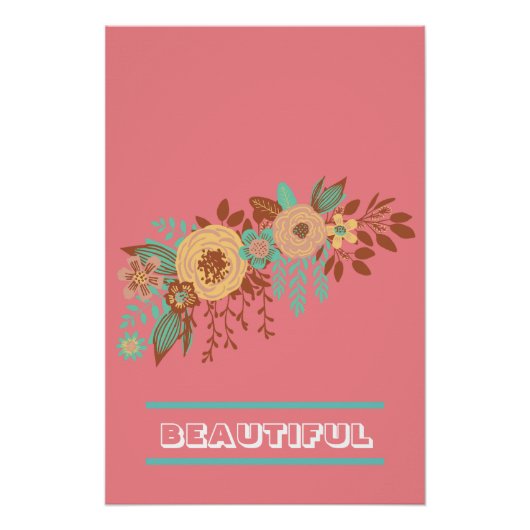 Poster Moderne Boho Floral Rose (Devant)