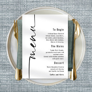 Poster Moderne Calligraphie Mariage Menu N'importe quelle