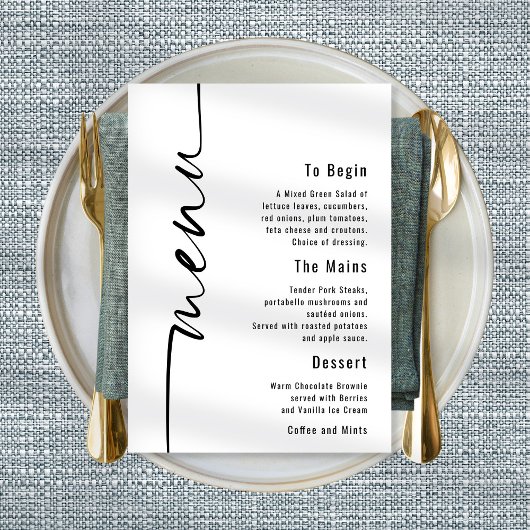 Poster Moderne Calligraphie Mariage Menu N'importe quelle