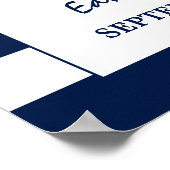 Poster Moderne Chic Marine Bleu et Blanc Mariage Accueil (Coin)